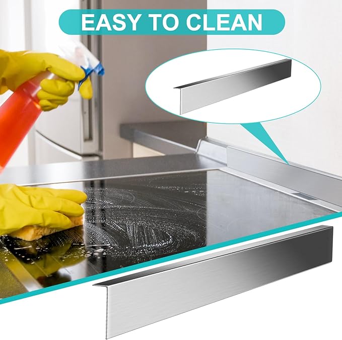 Blulu 304 Stainless Steel Universal Gap Filler - 36'' x 2.5'' x 1'' Stainless Steel Stove Gap Covers for Microwave/Oven/Range/Cooktop Kitchen Decor