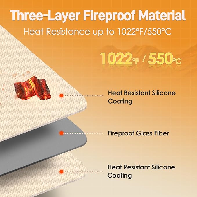 Heat Resistant Mat for Air Fryer, 15 x 18in Heat Resistant Mat for Countertop, Fireproof Silicone Countertop Protector Appliance Slider for Air Fryer, Coffee Maker, Toaster, Oven - Khaki