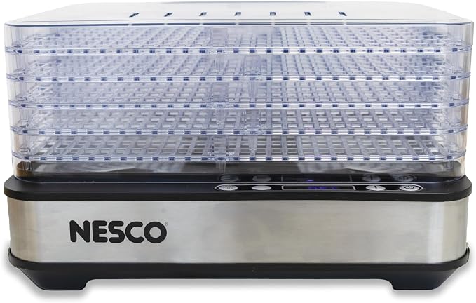 NESCO FD-5TC Snackmaster Food Dehydrator – 5 BPA-Free Trays, Adjustable Temp Control, Compact Design for Jerky, Fruit, Herbs, Pet Treats, 420W