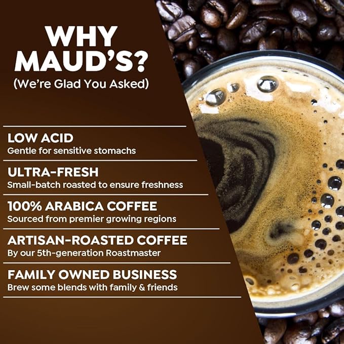 Maud's Organic Dark Roast Coffee Pods, 50 ct, Fair Trade & Single Origin Single Serve Pods – 100% Arabica Coffee, Compatible with Keurig K Cups Maker