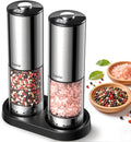Rechargeable Electric salt and pepper grinder set with Storage Base,Automatic Refillable Salt and Pepper Shakers with LED Display,Upgraded Large Capacity,External Adjustable Coarseness for Mom Gifts