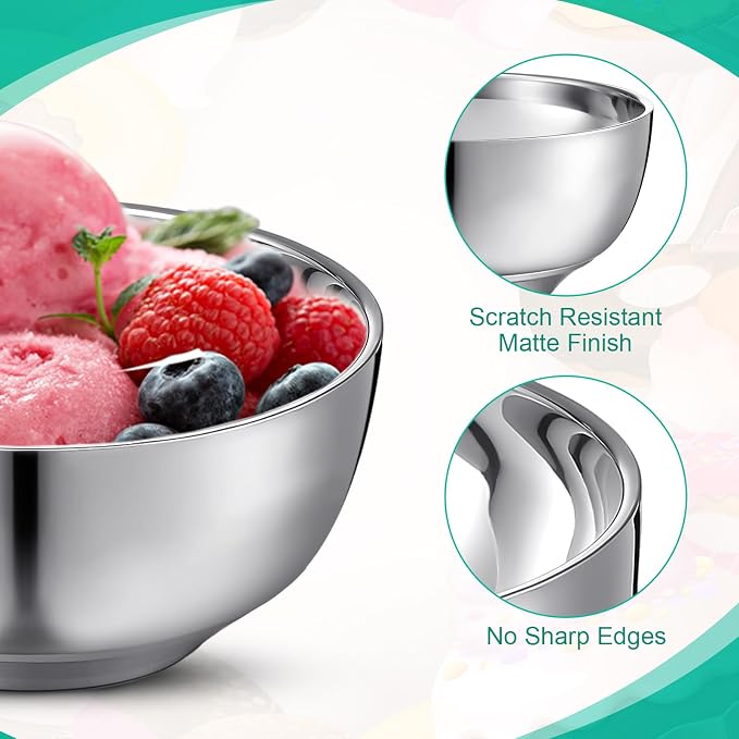 Funnymoom 4 Pack 34 oz Stainless Steel Bowls Double Walled Insulated Soup Ice Cream Metal Mixing Nesting Bowls for Serving Soup Rice Cereal