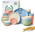 Homienly 40-Piece Dinnerwave Set Service for 8 Unbreakable Kitchen Plates and Bowls Sets - Dinner Plates, Dessert Plates, Soup Bowls, Cup Set, Soy Sauce Dish Microwave & Dishwasher Safe (Light Multi)