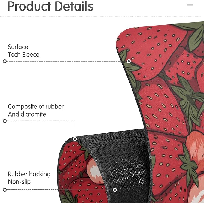 Kitchen Sink Splash Guard 1 PC 30 Inch Sink Faucet Mat Splash Guard for Bathroom Countertop Water Absorbent Foldable Cuttable Soft Washable Cartoon Red Strawberry