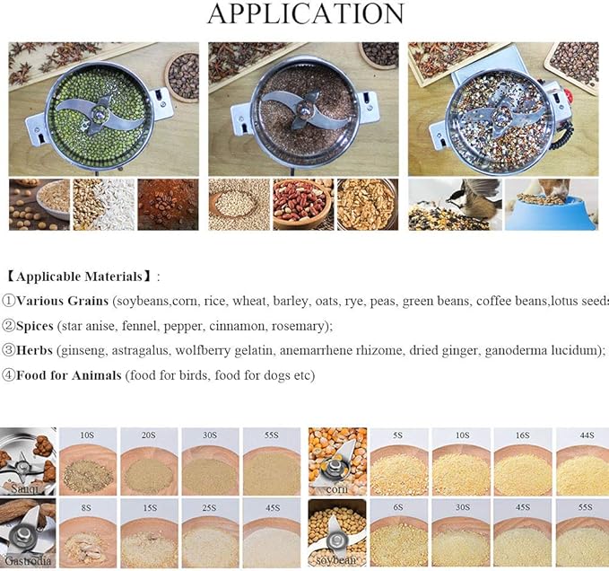 CGOLDENWALL 300g Electric Grain Mill Grinder Safety Upgraded Spice Grinder Pulverizer Stainless Steel Machine for Dry Spices Herbs Grains Coffee Seeds Rice Corn Pepper 110V