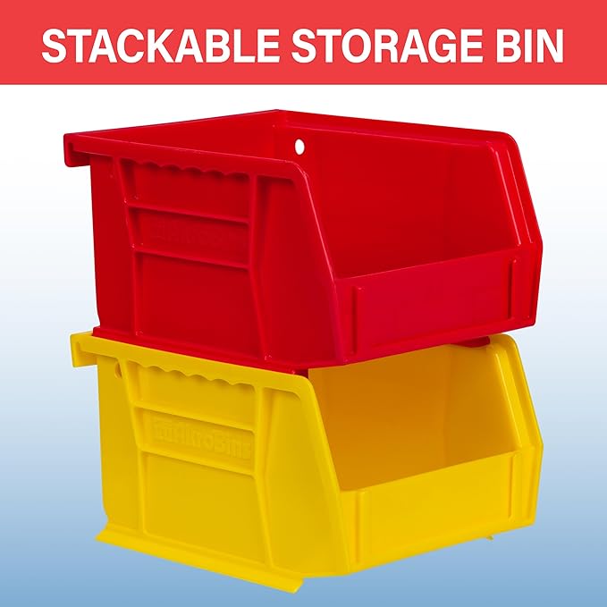 Akro-Mils 30210 AkroBins Plastic Storage Bins, Space-Saving Stackable Bins for Garage, Pantry, Craft Organization, 5" x 4" x 3", Green, 24-Pack