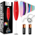 Zulay Kitchen Milk Frother Handheld Electric Whisk with AA Duracell Batteries – Durable Drink Mixer for Coffee, Lattes, Cappuccinos & More - Red