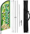 Tacos Swooper Feather Flag with Pole Kit and Ground Stake, 11FT Advertising Banner Sign for Tacos, Burritos and Mexican Food Businesses