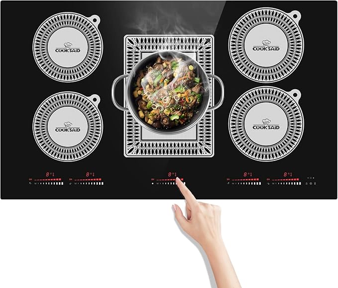Cook's Aid 5 PCS Silicone Induction Cooktop Protector Cover Mat (Magnetic) | 230°C (450℉) Heat-Resistant Induction Stove Protector | Multifunctional Silicone Mats