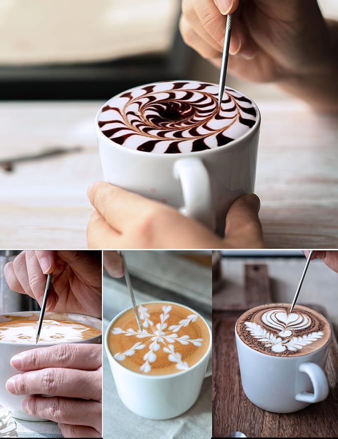 Milk Frothing Pitcher, 20oz Stainless Steel Milk Frother Cup Steaming Pitcher, Cappuccino Espresso Accessories Coffee Bar Barista Tools, Metal Steamer Cup Milk Jug with Latte Art Pen, Matte Steel