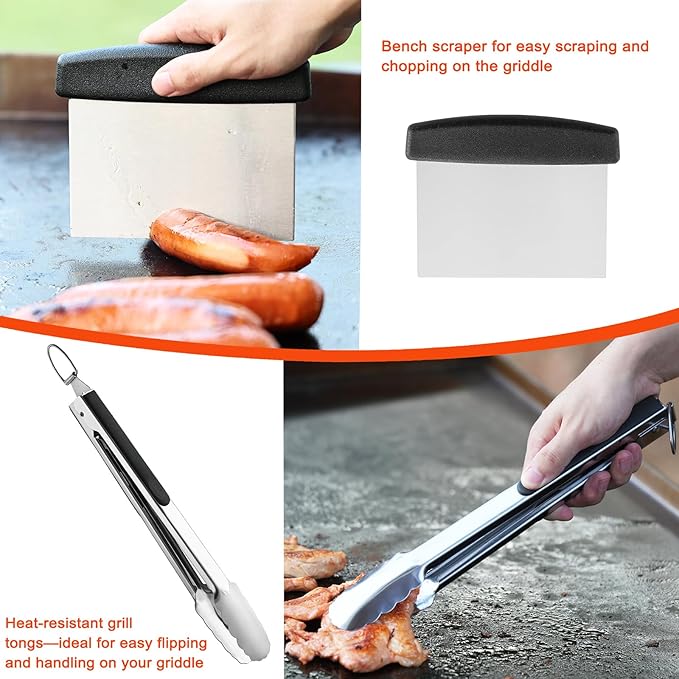 DY DECENT FAMILY 40PCS Griddle Accessories Kit, Flat Top Grill Accessories Set for Outdoor Barbecue. Griddle Accessories Set with Basting Cover, Spatula, Scraper, Burger Press, Tongs, Cleaning Kit