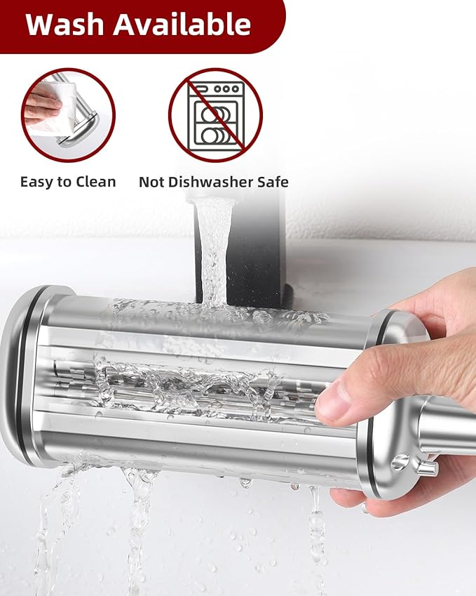 3PCS Pasta Maker Attachment for All Kitchenaid Stand Mixers, Stainless Steel Pasta Attachments Include Spaghetti Cutter & Fettuccine Cutter, Pasta Roller with 8 thickness knob