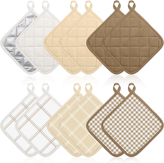 12 PCS Pot Holders for Kitchen and Dining Table Heat Resistant Hot Pads Multicolor Potholders Bulk Hot Pads Oven Mitts Cloth Coaster Mitts Trivet for Cooking and Baking 7 x 7 Inch