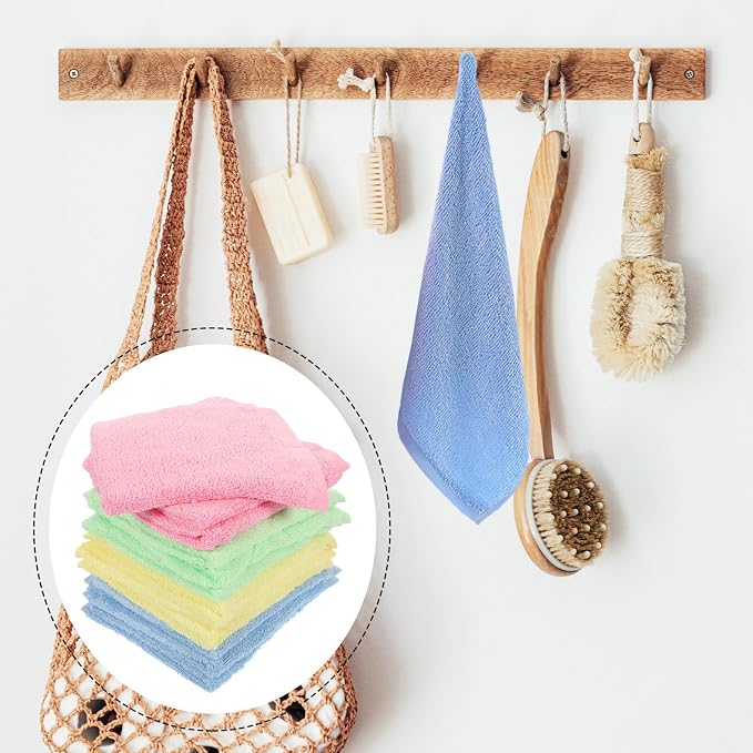 12pcs Kitchen Cleaning Cloths Microfiber Dish Towels Multi-Color Wood Fiber Quick Dry Table Dusters Reusable Household Cleaning Rags