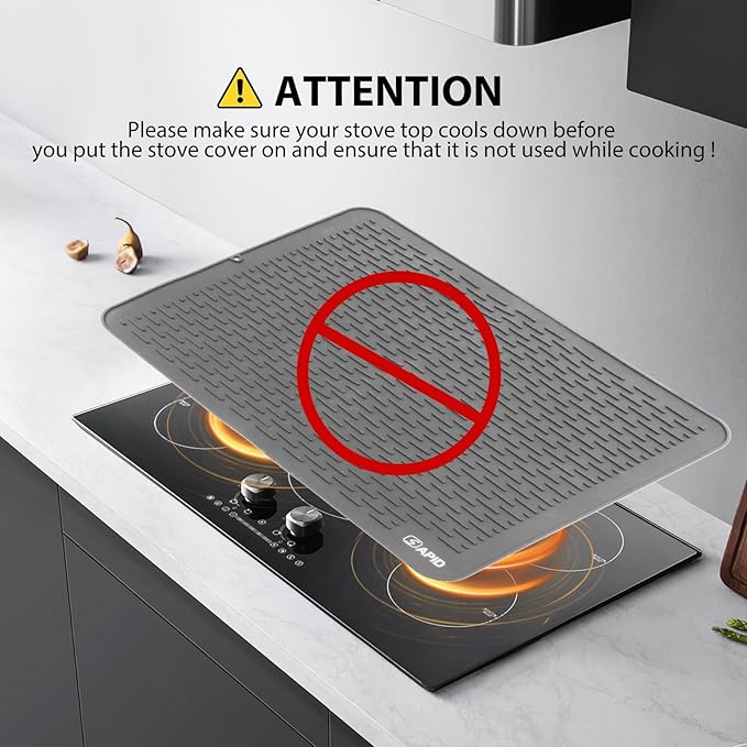 Extra Large 30 x 24 Inch Silicone Dish Drying Mat for Dish Drying Rack, Easy Clean Silicone Drying Mat for Kitchen Counter, Non-Slip Dish Drain Matt, Heat Resistant Silicon Dish Mat, Gray, SAPID