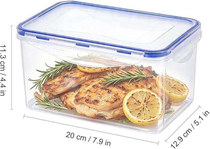 KIGI 2L Food Storage Containers with Airtight Lids, BPA free Plastic, Leakproof, 4 Sided Locking Lid, 4 Piece Set, 8.3 Cup