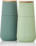 AdHoc Scape Salt & Pepper Mill Set - Salt & Pepper Grinders with Ultra-Sharp Grinding Mechanisms - Refillable Mills & Spice Shakers with Adjustable Grinding - Dark Green & Light Green
