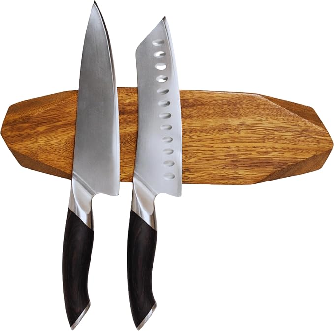 Ibyx Acacia Magnetic Knife Strip - Knife Holder for Counter - Universal Magnetic Knife Holder Fits All Knife Sets - Modern Kitchen Knife Storage - Solid Wood & Strong Magnets (12 Inches)