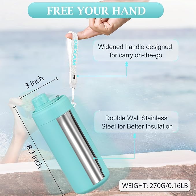MAXSO Sealed Can Cooler Fizz Lid Can Cover for 12 oz Regular, Slim Skinny Cans & As Thermal Bottle, 4-in-1 Insulated Vacuum Stainless Steel Carbonated Cold Drink Holder - Turquoise