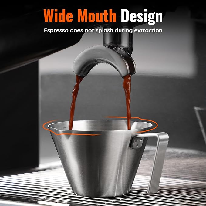 YARRAMATE Silver Powerful Milk Frother Wand & 3.4 oz/100ML Metal Measuring Cups