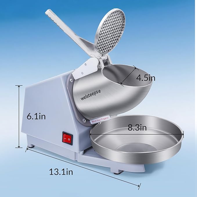 Shaved Ice Machine, Electric Ice Shaver Machine with Stainless Steel Blades, Powerful Snow Cone Machine for Home Kitchen, High Speed Shave Ice Machines for Slushies, Margaritas, Smoothies