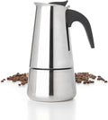Mixpresso 6 Cup Greca Stovetop Espresso Pot 300ml/10oz, Moka Pot with Coffee Percolator Design, Stainless Steel Stove Top Coffee Maker for Camping or Home Use,Italian Stovetop Espresso Maker