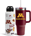 The Memory Company Officially Licensed NCAA 2-Pack Stainless Steel Tumbler Set, 34oz Team Spirit Water Bottle & 40oz Game Day Tumbler with Lid and Straw, BPA-Free Materials, Convenient Straw Design