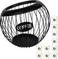 Hemisphere Coffee Pod Holder, Black Cof Station, Iron Capsule Organizer with Angled Opening, Includes 10 Tasting Cups, Kitchen Counter, Office