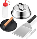 Griddle Accessories Smash Burger Kit (5Pcs), Joyfair Grill Spatula with 9in Melting Dome & Bacon Press Set, Stainless Steel Turner, Basting Cover, Cast Iron Press for Outdoor BBQ (ABS Handle)