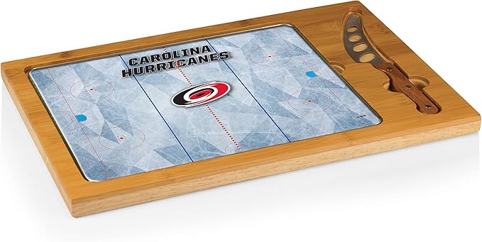 PICNIC TIME NHL unisex-adult NHL Icon Glass Top Cutting Board & Knife Set