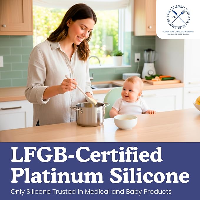 NonToxic Platinum Silicone Utensils, 100% Plastic-Free, 4-Pcs, Gray | LFGB-certified platinum silicone. Solid steel core, no hidden plastics. 500°F heat resistant. Non-scratch. Dishwasher safe