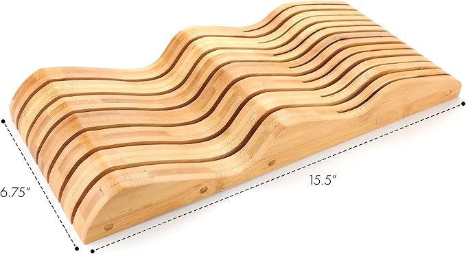 ROYALHOUSE Bamboo Knife Block Holder, 13 Knives Dock, In-Drawer Knife Drawer Organizer, Perfect for Home and Chefs, Premium Knife Holder, Gifts, Housewarming, Knives Not Included