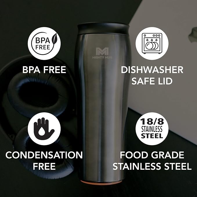 Mighty Mug | The Untippable Mug | Grips When Hit, Lifts for Sips | Insulated Stainless Steel Tumbler | Cupholder Friendly | Gifts for Women Men All | Leakproof | 6 Hour Hot / 24 Cold | 16oz | Pearl