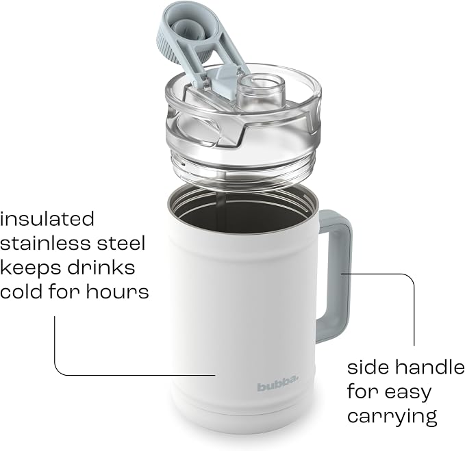 bubba 52 oz Insulated Stainless Steel Water Keg - Large Reusable Water Bottle Drinking Jug - Insulated Keg for Everyday Hydration, Lead-Free and BPA-Free, Fresh Kicks