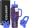 Coldest Tumbler with Handle and Straw - 100% Leak Proof Insulated Tumbler with Lid and Straw (3 Lids) - Stainless Steel Tumblers for Women & Men - Cup Holder Friendly Base, 36 oz (Trailblazer)