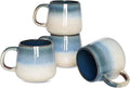 Bosmarlin Ceramic Coffee Mug Set of 4, 17 Oz, Coffee Cups with Big Handle, Microwave and Dishwasher Safe (Deep Blue)