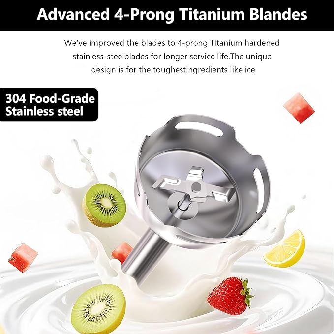 Immersion Blender Handheld,1000W hand blender stainless steel,Stick Blender,2-speed wired mixer, Includes Beaker, Whisk, Frother, for Kitchen, Baby Food Blender,smoothies