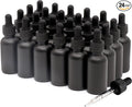 NOOEEISS 24 Pack,1oz Glass Dropper Bottle, Frosted Black Tincture Bottles with Dropper,Pretty Finish for All Kinds of Liquids,Oil Bottles for Hair- Stronger Suction ideal for Leakproof Travel