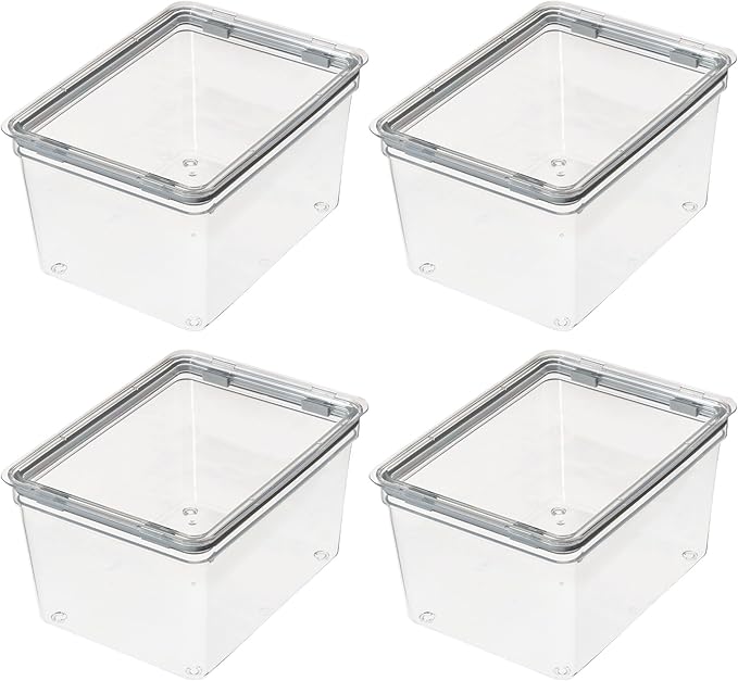 iDesign Small Food Storage Bin with Airtight Lid for Kitchen or Pantry Storage - Set of 4 - Clear