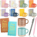 Didaey 10 Sets Team Appreciation Gifts Set 13oz Pastel Inspirational Ceramic Coffee Mugs A6 Leather Notebooks Ballpoint Pens Bulk Thank You Gifts for End of Year Teacher Team Members Coworker Staff