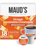 Maud's Orange Creamsicle Flavored Coffee Pods, 18 ct, Medium Roast Flavored Coffee in Single Serve Pods – 100% Arabica Beans, Compatible with Keurig K Cups Maker