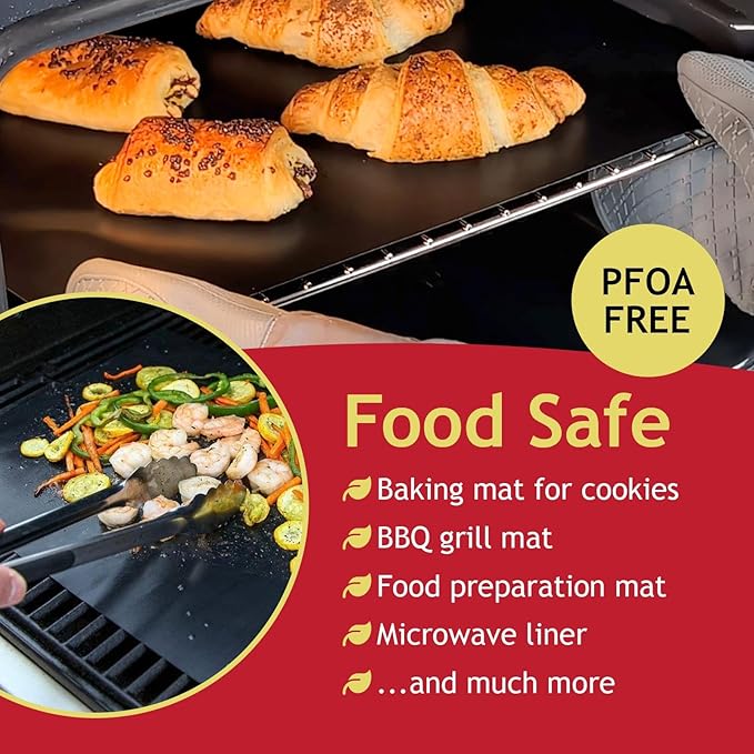 SPARES2GO Oven Liner Non Stick (2 Pack) - Large Universal Teflon Baking Mat Bottom Cooker Protector Heavy Duty Clean Fan Assisted Oven Liners (40 x 50 cm)