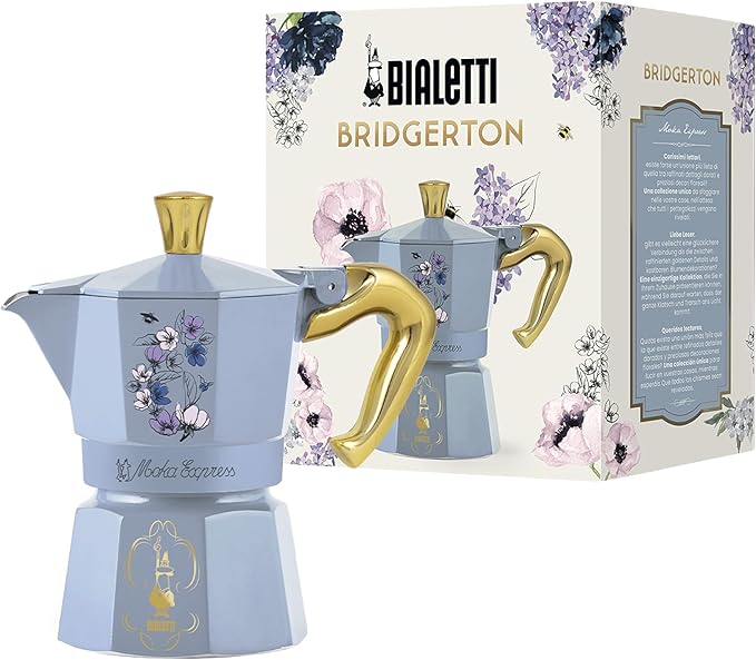 Bialetti – Moka Express Bridgerton: Iconic stovetop Espresso Maker – Official Netflix License, 3 Cups (4.3 oz.), Aluminum