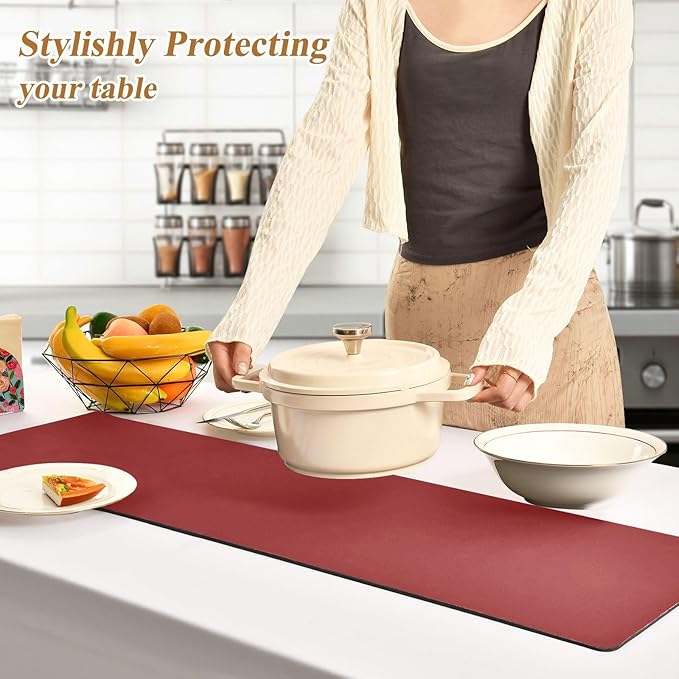 Wine Red Trivet Table Runner for Hot Plates Dishes Heat Resistance Pot Holders Anti-Slip Hot Pad Mats 11.8 * 39.4 Inches