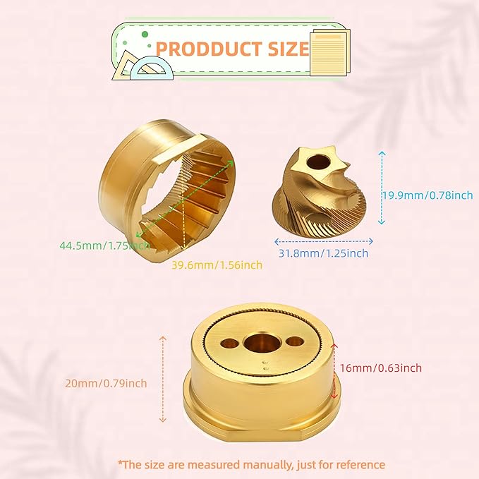 Conical Grinder Upper Lower Burr Compatible with Breville Sage Barista Express Impress Espresso Touch Coffee Machines BES870/875/876/860-5 star (Titanium Gold)