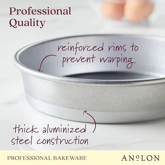 Anolon Pro-Bake Aluminized Steel Baking Cake Pan, Round, 9 Inch - Silver