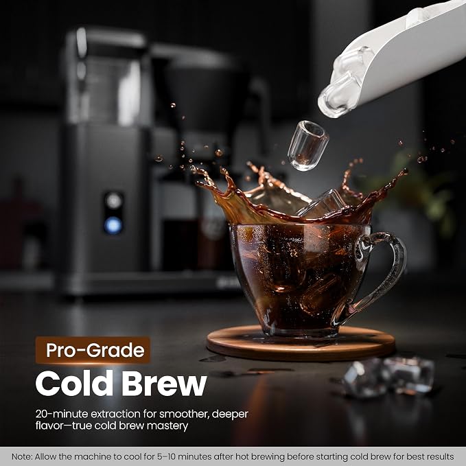 Kismile SCA-Certified 8 Cup Drip Coffee Maker, Pour Over Coffee Machine with 3s Instant Heat 197–205℉, Adjustable Flow Control, Removable Water Tank, Deep Cold Brew & 40 Min Keep Warm (Dark Grey)