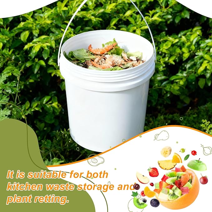 2.6 Gallon Plastic Bucket with Screw Lid 3 Pack - Food Grade Small Storage Bucket for Water, Food, Paint, Cleaning Supplies (BPA-Free, Stackable)