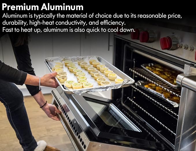 CURTA 12 Pack Aluminum Sheet Pan, NSF Listed Half Size 18 x 13 inch Commercial Bakery Cake Bun Pan, Baking Tray