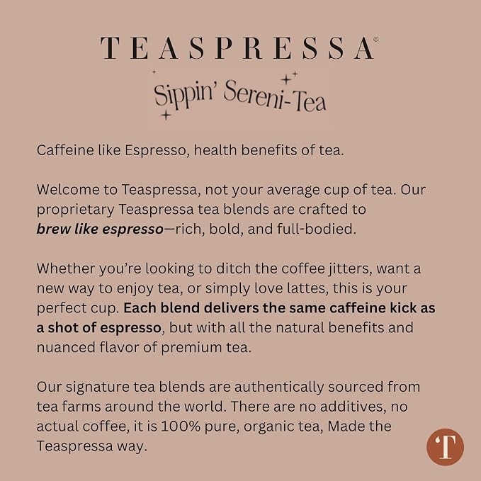 Teaspressa Organic Earl Grey Tea - Brews Like Espresso - Bold, Rich, Full-Bodied - Make Tea Lattes At Home - Naturally Caffeinated - Vegan & Gluten-Free - Makes 30 Cups - Barista Quality - Great Gift Idea